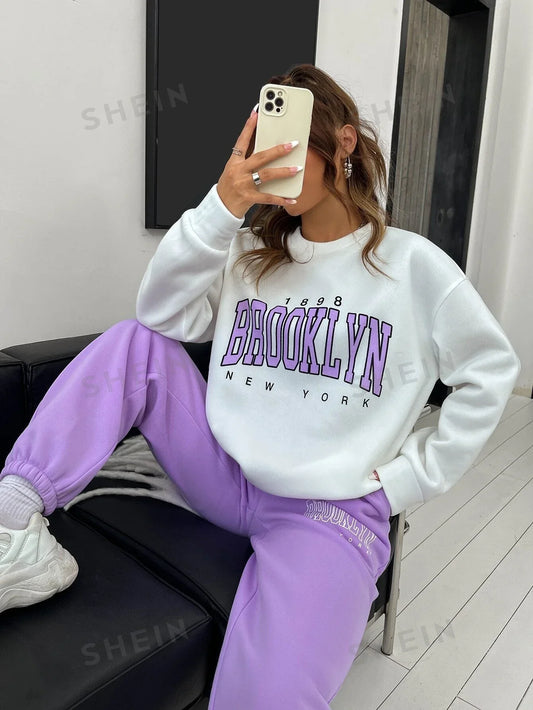 Purple BROOKLYN Printed 2 Pieces Co-Ord Sets For Women