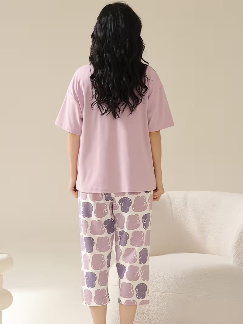 Purple Good Night Printed Pj set