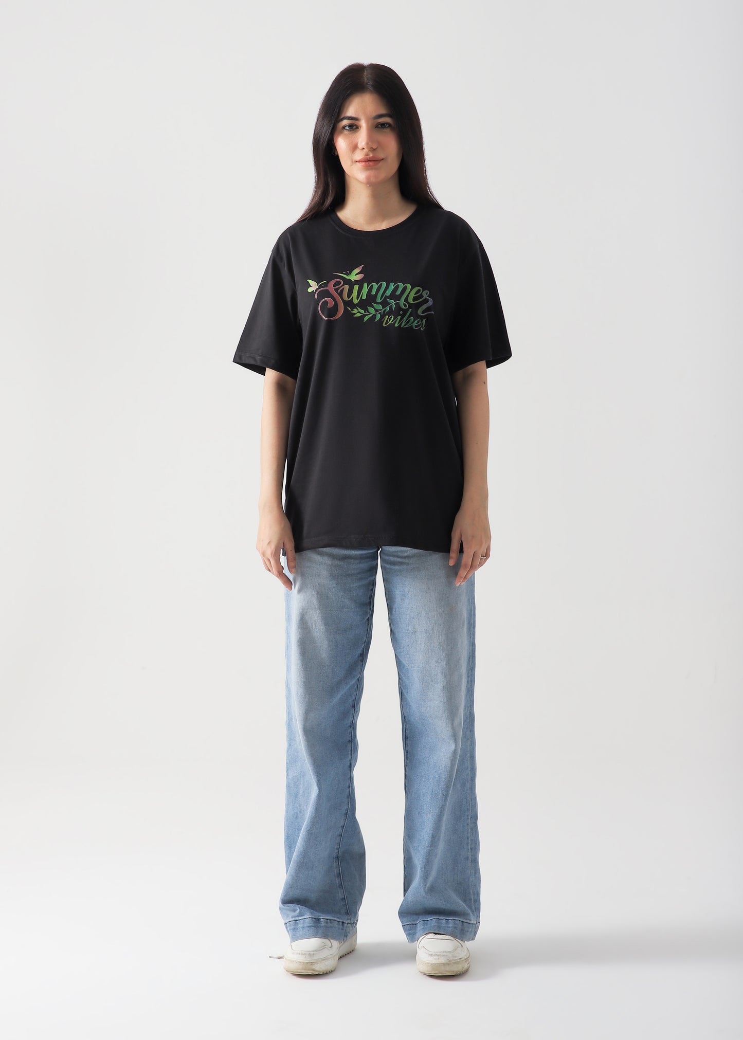 Summer Vibes Printed T-Shirt - Black