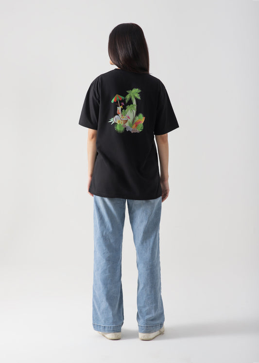 Summer Vibes Printed T-Shirt - Black