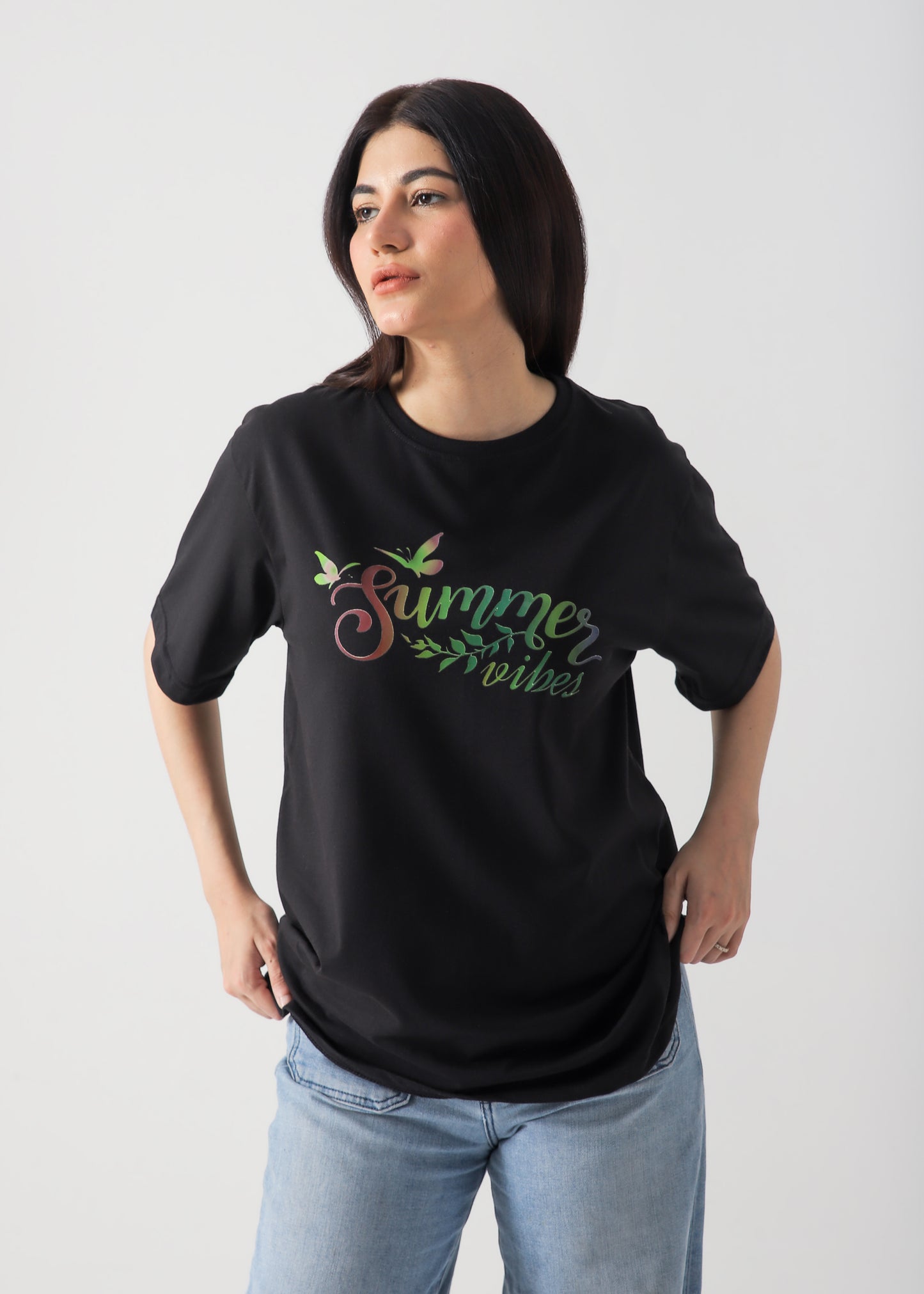 Summer Vibes Printed T-Shirt - Black
