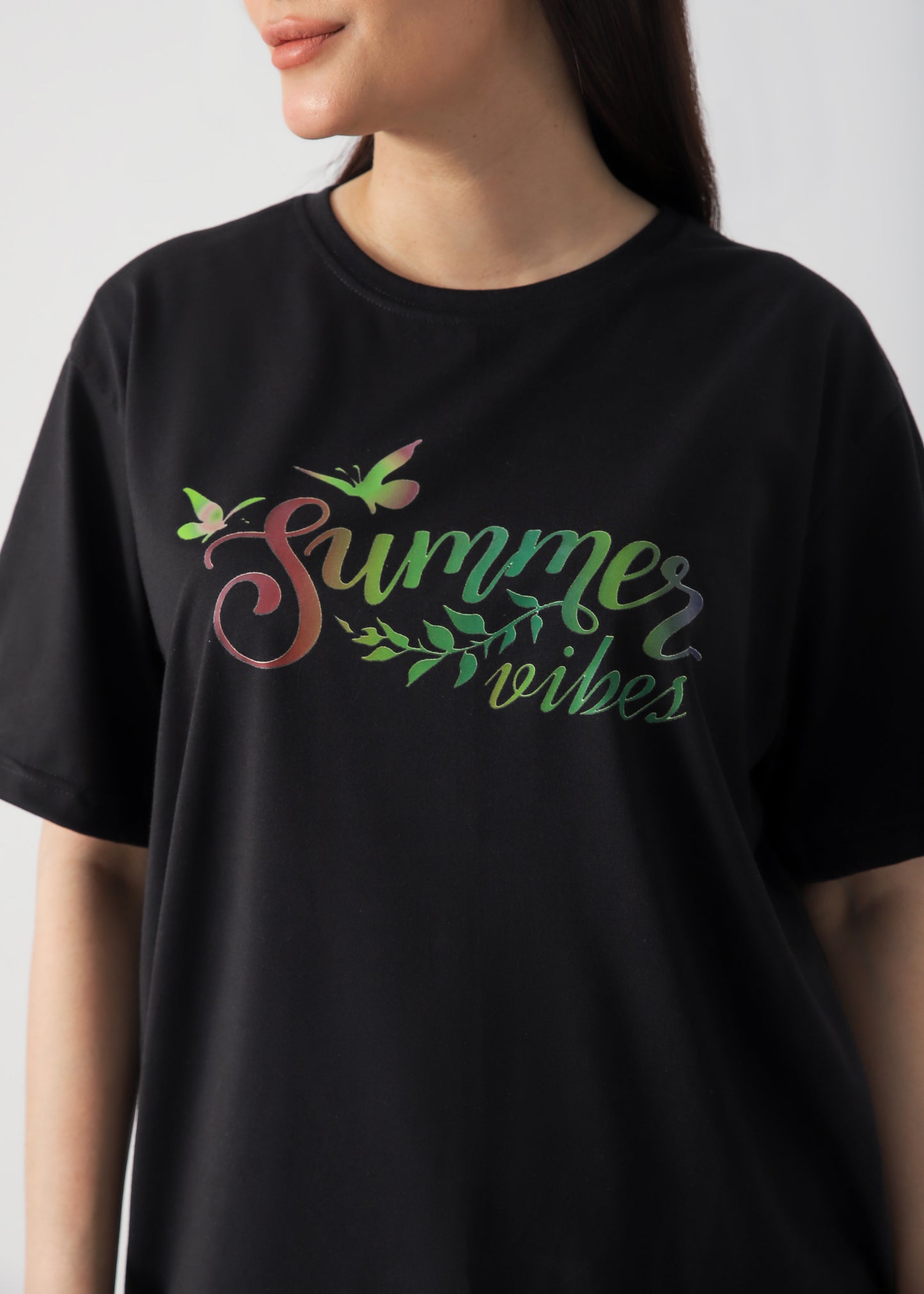 Summer Vibes Printed T-Shirt - Black
