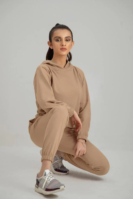 Cream Tracksuit with warm hoodie and pant