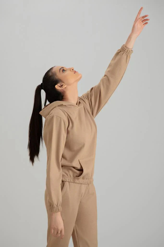 Cream Tracksuit with warm hoodie and pant