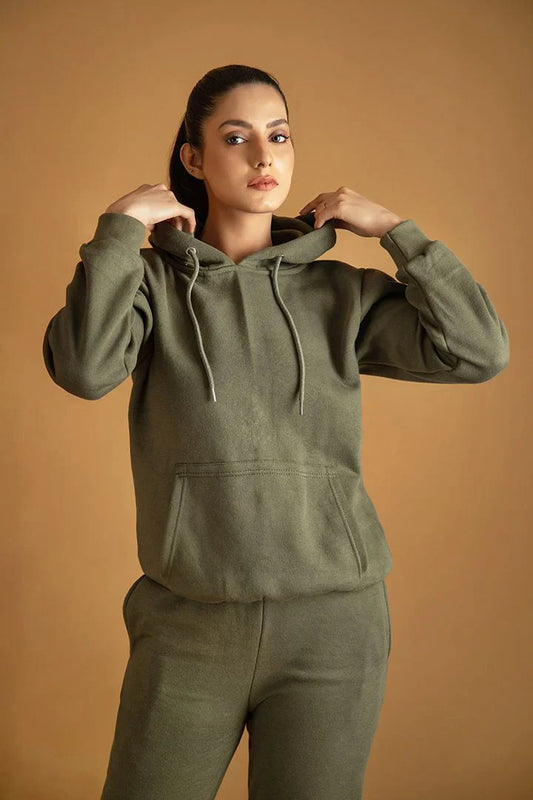 Olive Green Tracksuit with warm hoodie and pant