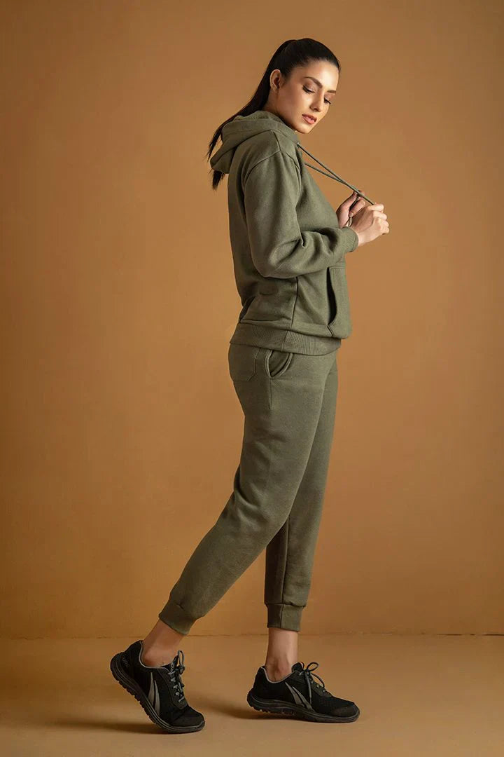 Olive Green Tracksuit with warm hoodie and pant
