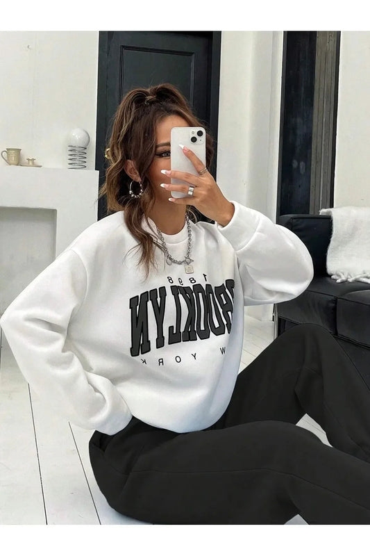 White BROOKLYN Printed 2 Pieces Co-Ord Sets For Women