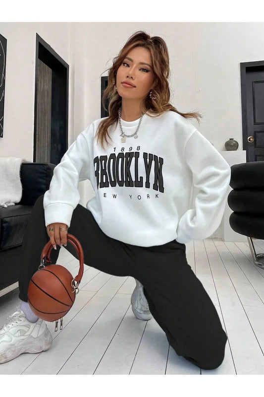 White BROOKLYN Printed 2 Pieces Co-Ord Sets For Women