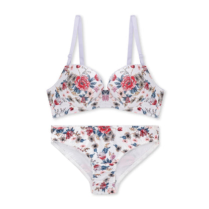 Della Floral Padded Bra and Panty Set- White