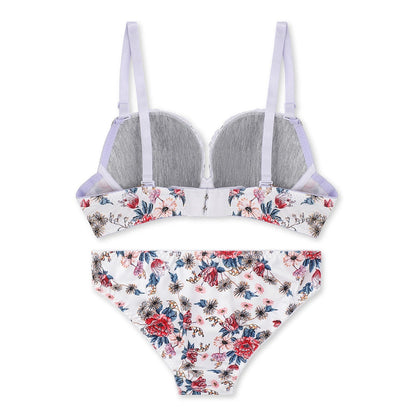 Della Floral Padded Bra and Panty Set- White