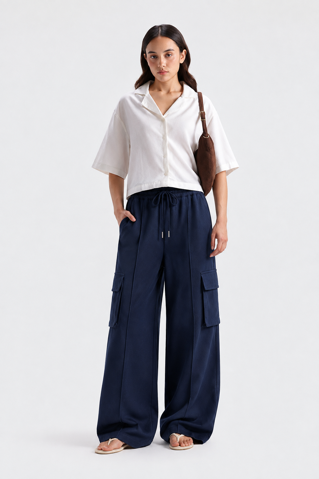 Navy Blue Pocket Cargo Trouser Womens