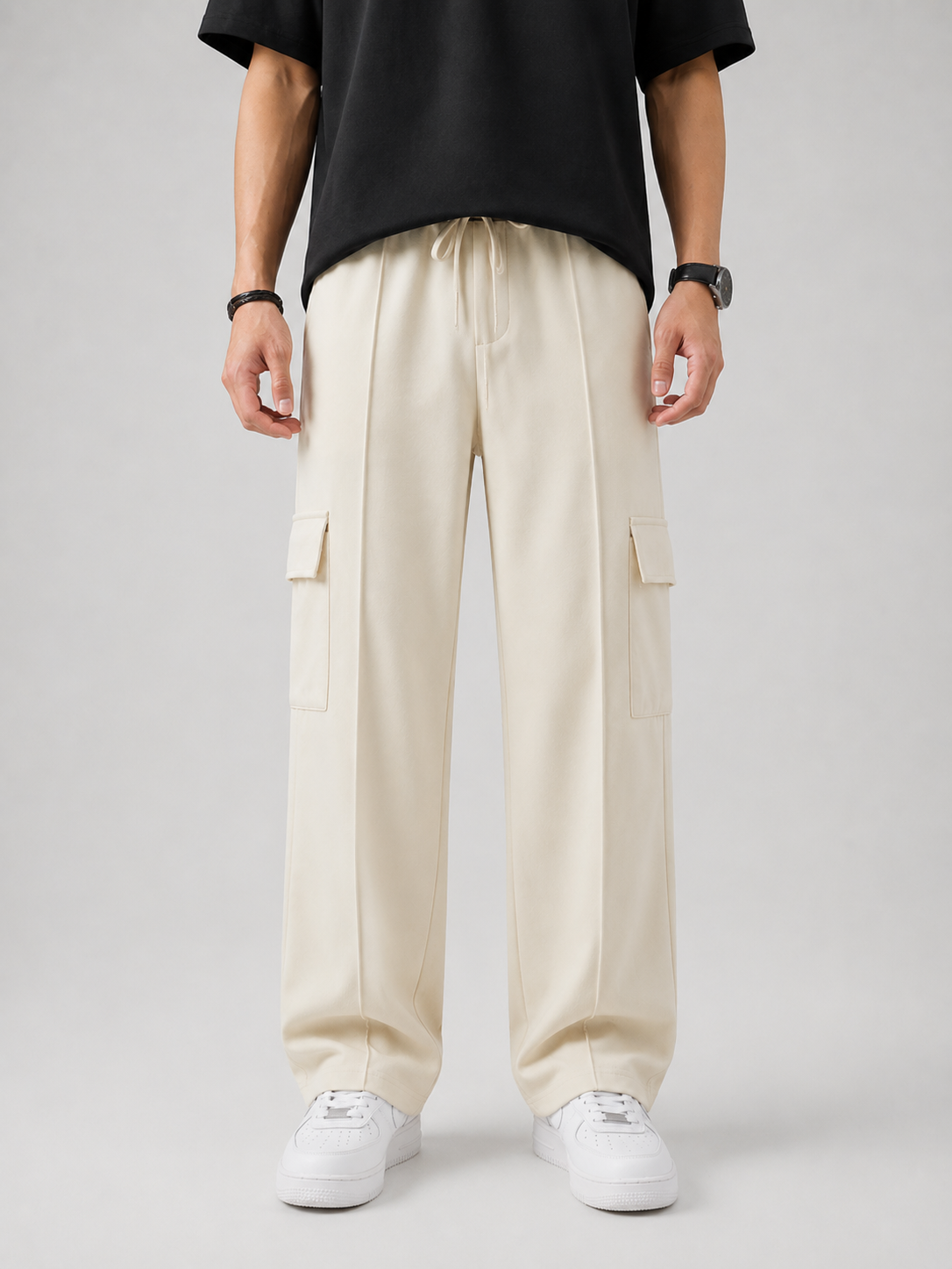 Cream Pocket Cargo Trouser
