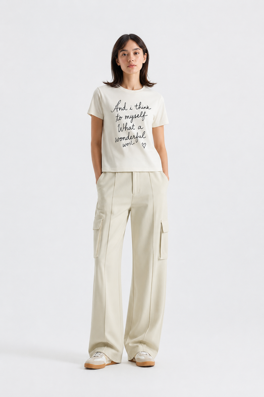 Cream Pocket Cargo Trouser Womens