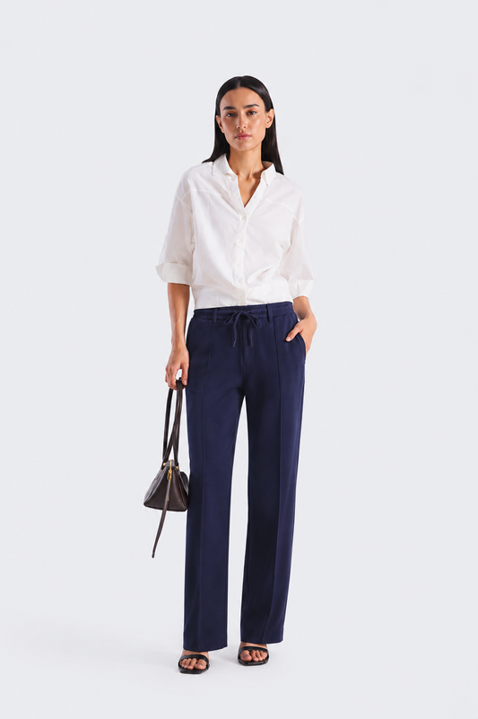 Navy Blue Pleated Trouser Womens