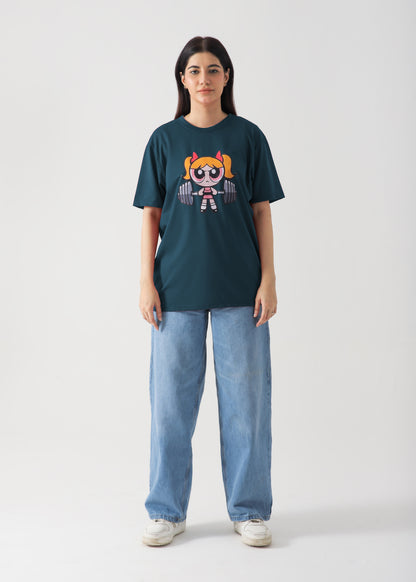 PowerPuff Girl Printed T-Shirt For Women -Mehroon
