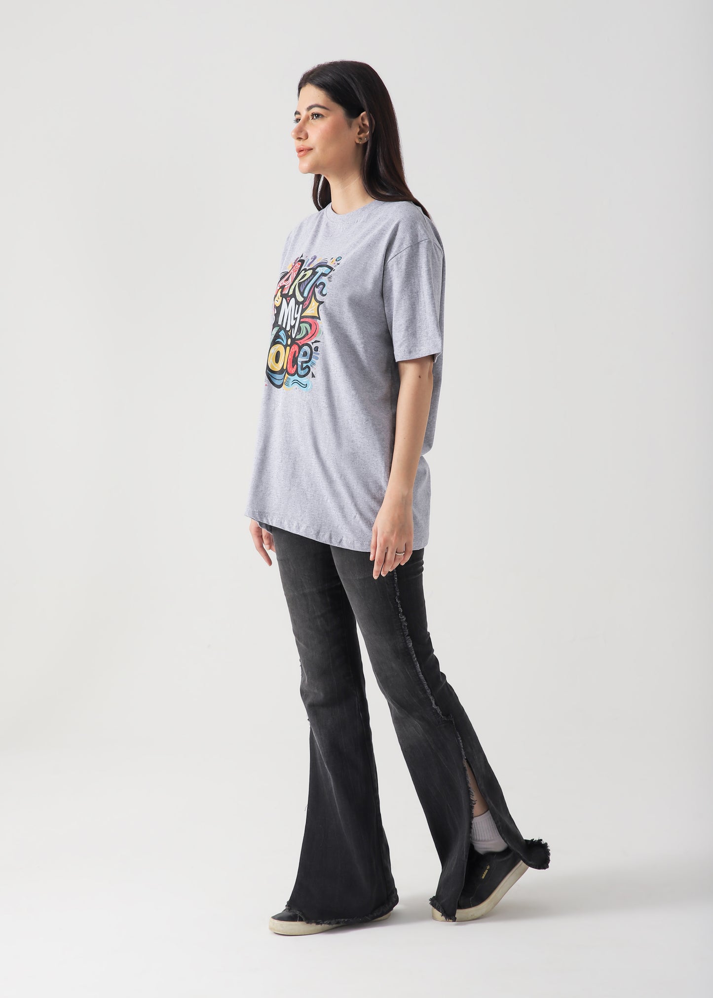 Art In My Voice  Printed T-Shirt -Hether Grey