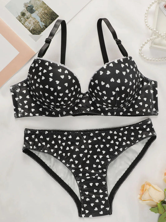 Bra Set- Hearts Printed