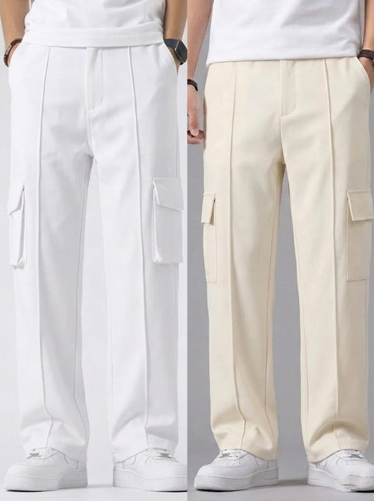 Pack of two Cargo Trousers ( Beige & White )