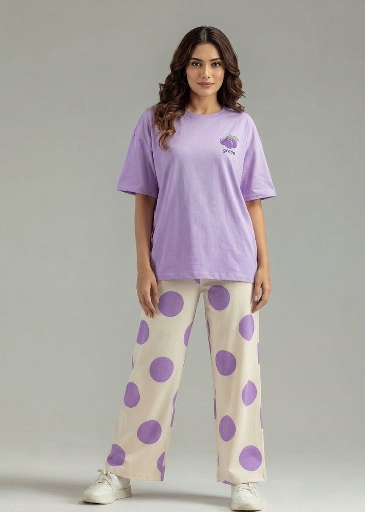 Lavender Grapes Printed Pj Set