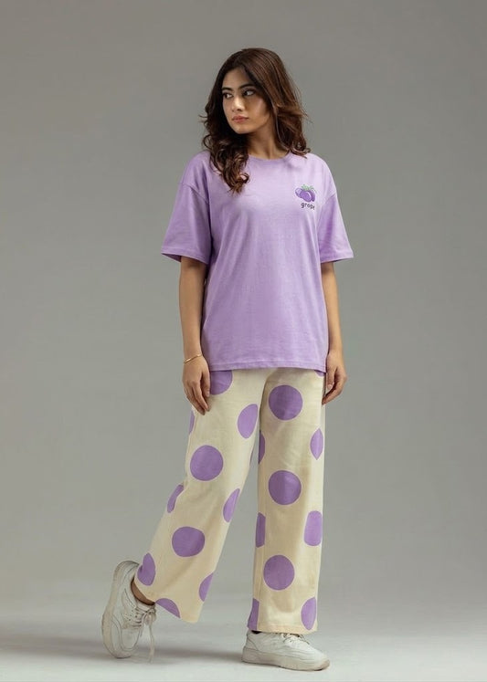 Lavender Grapes Printed Pj Set