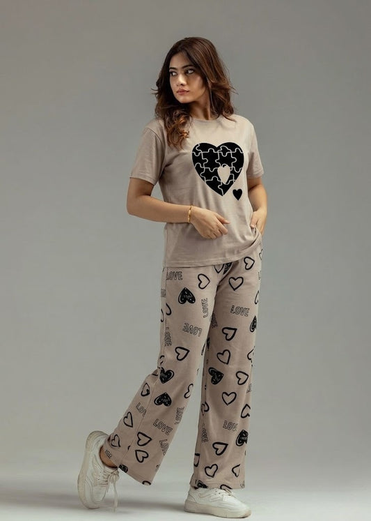 Skin Puzzle Heart Printed Pj Set