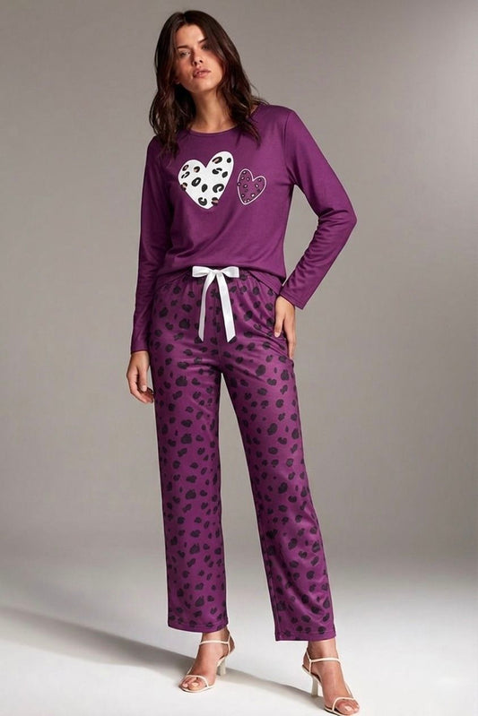 Purple Leopard Skin Printed  Pj set